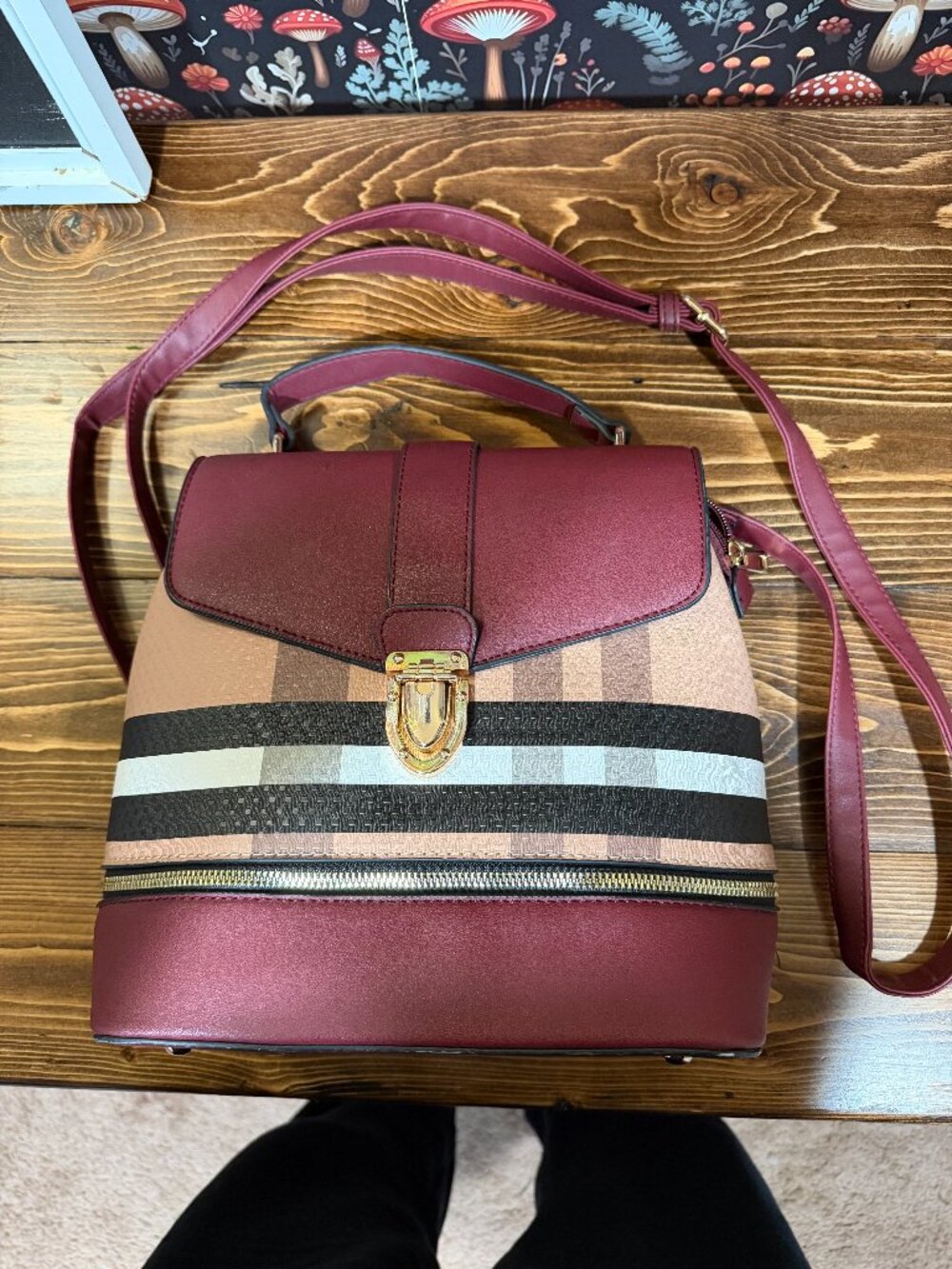 Convertible Crossbody/Backpack Bag + Matching Wallet • Excellent Condition